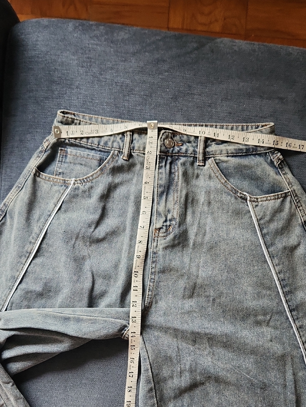 Courez Light Blue Washed Baggy Balloon Leg Jeans - Size 26 - Picture 5 of 9